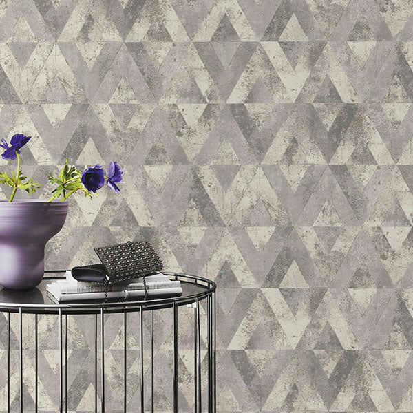 Purchase RH535518 Brewster Wallpaper, Shikhar Silver Geometric - Rasch12