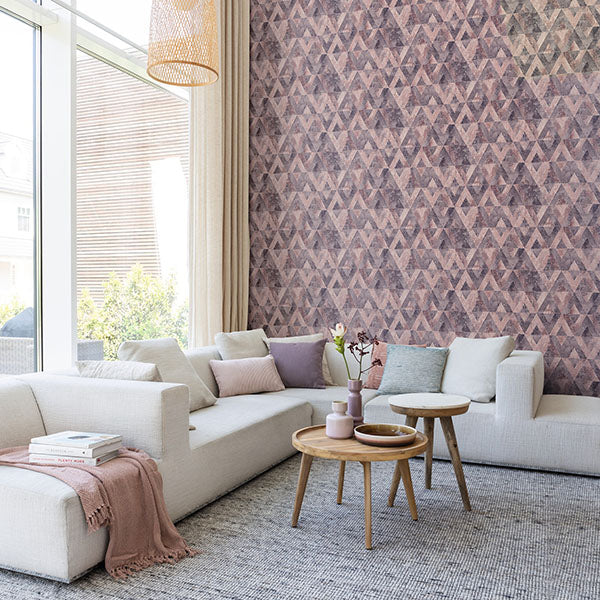 Purchase RH535532 Brewster Wallpaper, Shikhar Raspberry Geometric - Rasch1