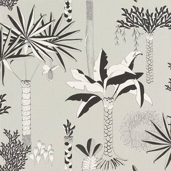 Purchase RH540048 Brewster Wallpaper, Sanjay Grey Tropical Grove - Rasch
