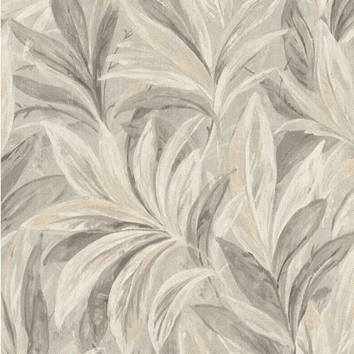 Purchase RH547481 Brewster Wallpaper, Rennie Grey Leaves - Rasch