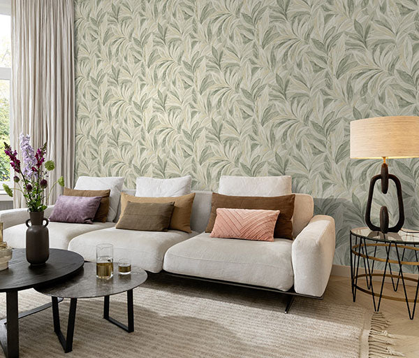 Purchase RH547498 Brewster Wallpaper, Rennie Moss Leaves - Rasch12