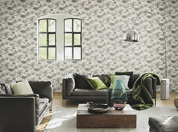 Purchase RH555134 Brewster Wallpaper, Kinabalu Charcoal Rainforest - Rasch12