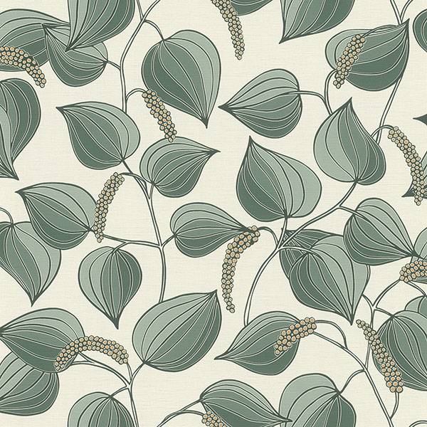 Purchase RH580518 Brewster Wallpaper, Alaia Green Leafy Vine - Rasch