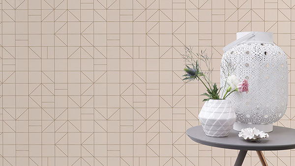 Purchase RH610734 Brewster Wallpaper, Teague Light Pink Geometric - Rasch1