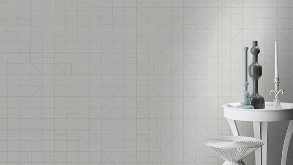 Purchase RH610741 Brewster Wallpaper, Teague Silver Geometric - Rasch12
