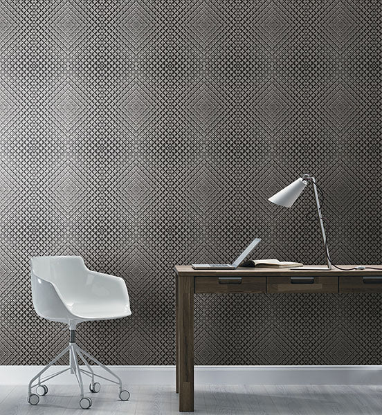 Purchase RH610918 Brewster Wallpaper, Perriand Silver Geometric - Rasch1