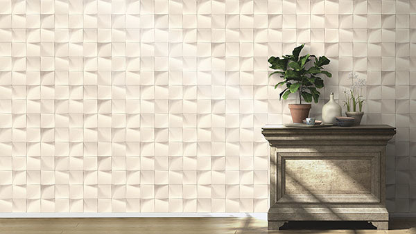 Purchase RH611359 Brewster Wallpaper, Eyre White Three-Dimensional Geometric - Rasch12
