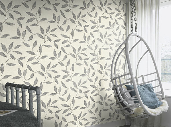 Purchase RH651249 Brewster Wallpaper, Amble Light Grey Vine - Rasch1