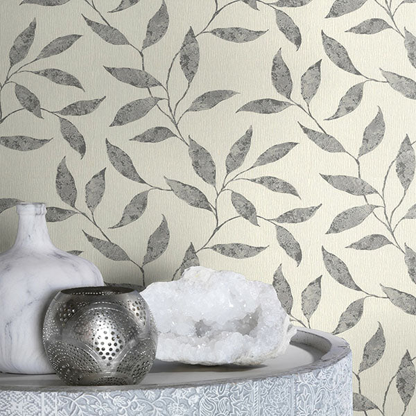 Purchase RH651249 Brewster Wallpaper, Amble Light Grey Vine - Rasch12
