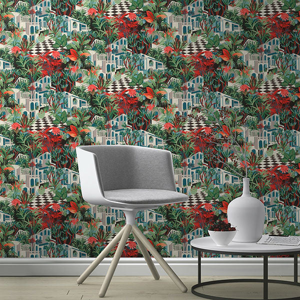 Purchase RH687408 Brewster Wallpaper, Merian Multicolor Architectural - Rasch1