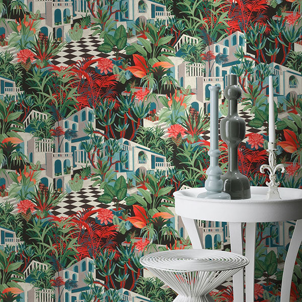 Purchase RH687408 Brewster Wallpaper, Merian Multicolor Architectural - Rasch12