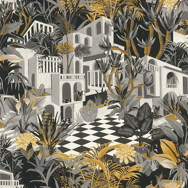 Purchase RH687422 Brewster Wallpaper, Merian Grey Architectural - Rasch