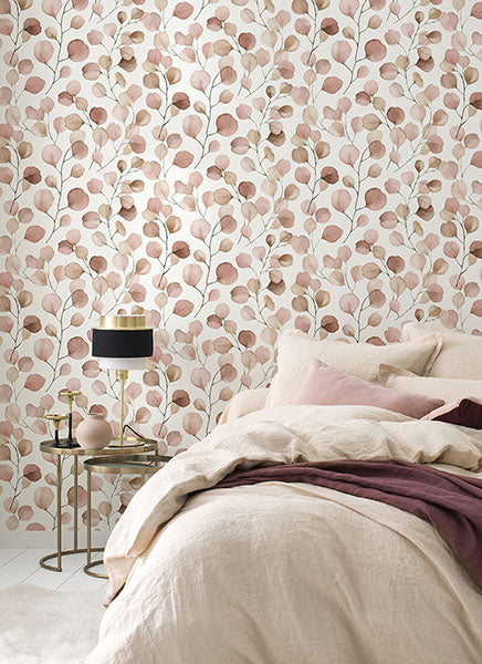 Purchase RH691719 Brewster Wallpaper, Elaina Blush Watercolor Boughs - Rasch1
