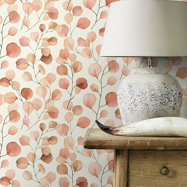 Purchase RH691719 Brewster Wallpaper, Elaina Blush Watercolor Boughs - Rasch12