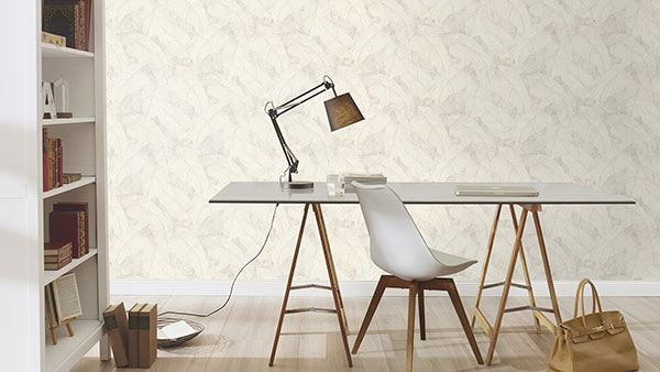 Purchase RH720525 Brewster Wallpaper, Galner Ivory Leaves - Rasch1