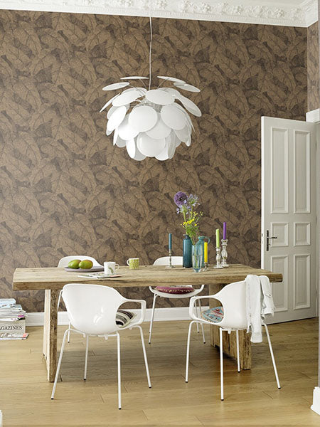 Purchase RH720570 Brewster Wallpaper, Galner Copper Leaves - Rasch1