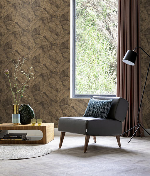 Purchase RH720570 Brewster Wallpaper, Galner Copper Leaves - Rasch12