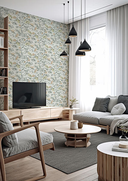 Purchase RH791730 Brewster Wallpaper, Elmslie Green Abstract Trees - Rasch1