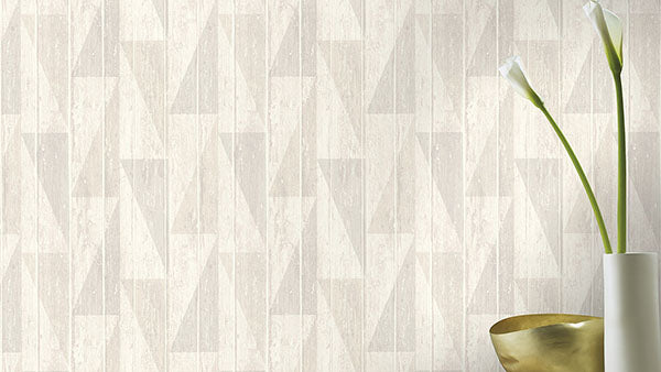 Purchase RH809107 Brewster Wallpaper, Nilsson White Geometric Wood - Rasch1