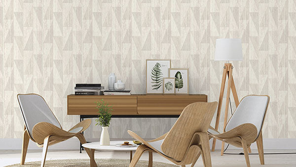 Purchase RH809107 Brewster Wallpaper, Nilsson White Geometric Wood - Rasch12