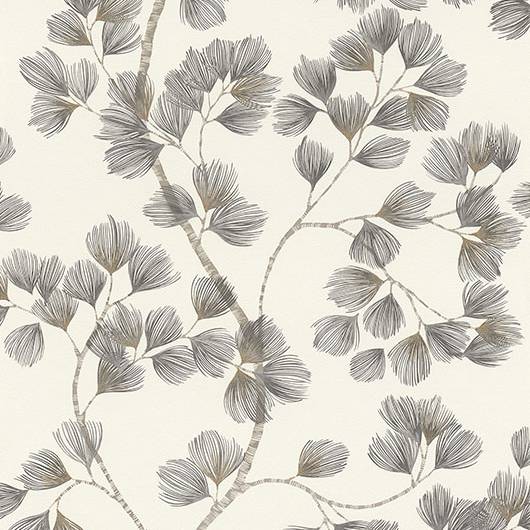 Purchase RH866933 Brewster Wallpaper, Newcomb Grey Trailing Branches - Rasch