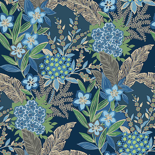 Purchase RPS6145 NuWallpaper Wallpaper, RuJardin Azure Blue - RuPaul NuWallpaper