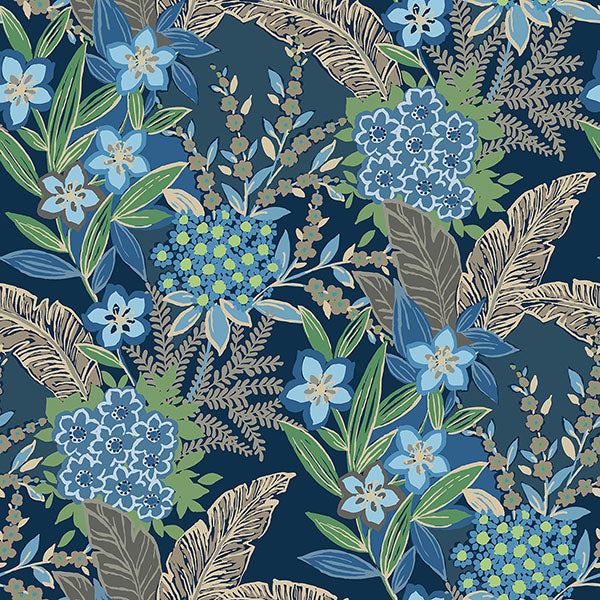 Purchase RPS6145 NuWallpaper Wallpaper, RuJardin Azure Blue - RuPaul NuWallpaper