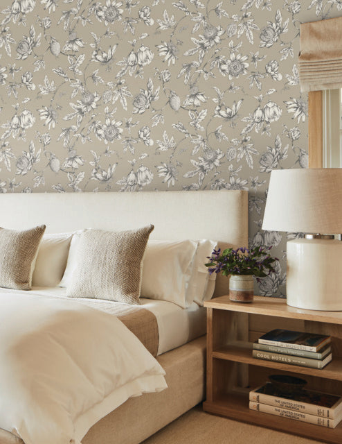 Rt7852 | Toile Resource Library, Passion Flower Toile - York Wallpaper