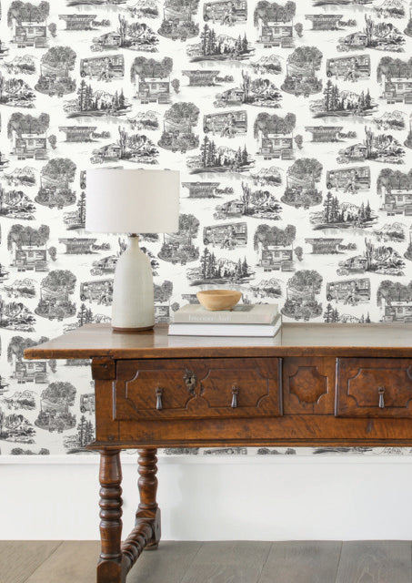 Purchase Rt7861 | Toile Resource Library, Modern Vista Toile - York Wallpaper