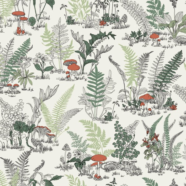 Purchase Rt7891 | Toile Resource Library, Mushroom Garden Toile - York Wallpaper