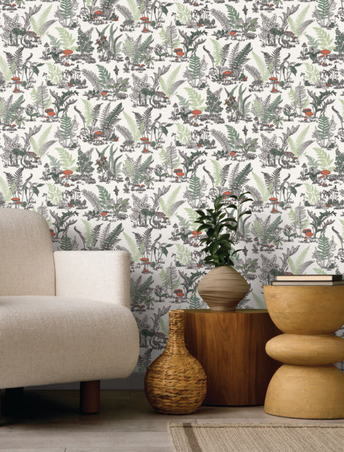 Purchase Rt7891 | Toile Resource Library, Mushroom Garden Toile - York Wallpaper