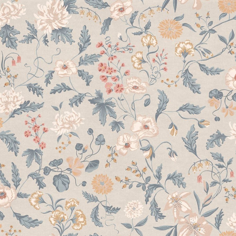 Sandberg Wallpaper pattern name & color Suzanne Folklore Blue from the collection Huset i Solen. 