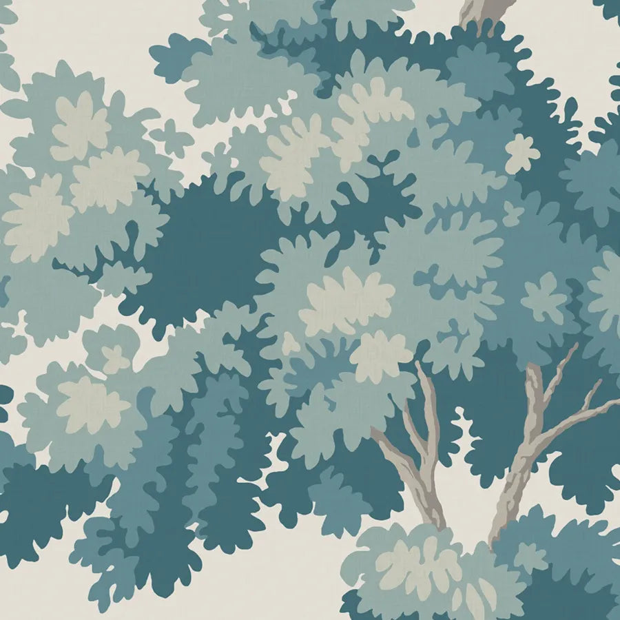 Sandberg Wallpaper Pattern# S10176 pattern name & color Raphael Mural, Teal from the collection Le Village. 