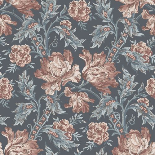 Purchase Sandberg Wallpaper Pattern 2028-06-21 pattern name Amelia color name Indigo Blue. 