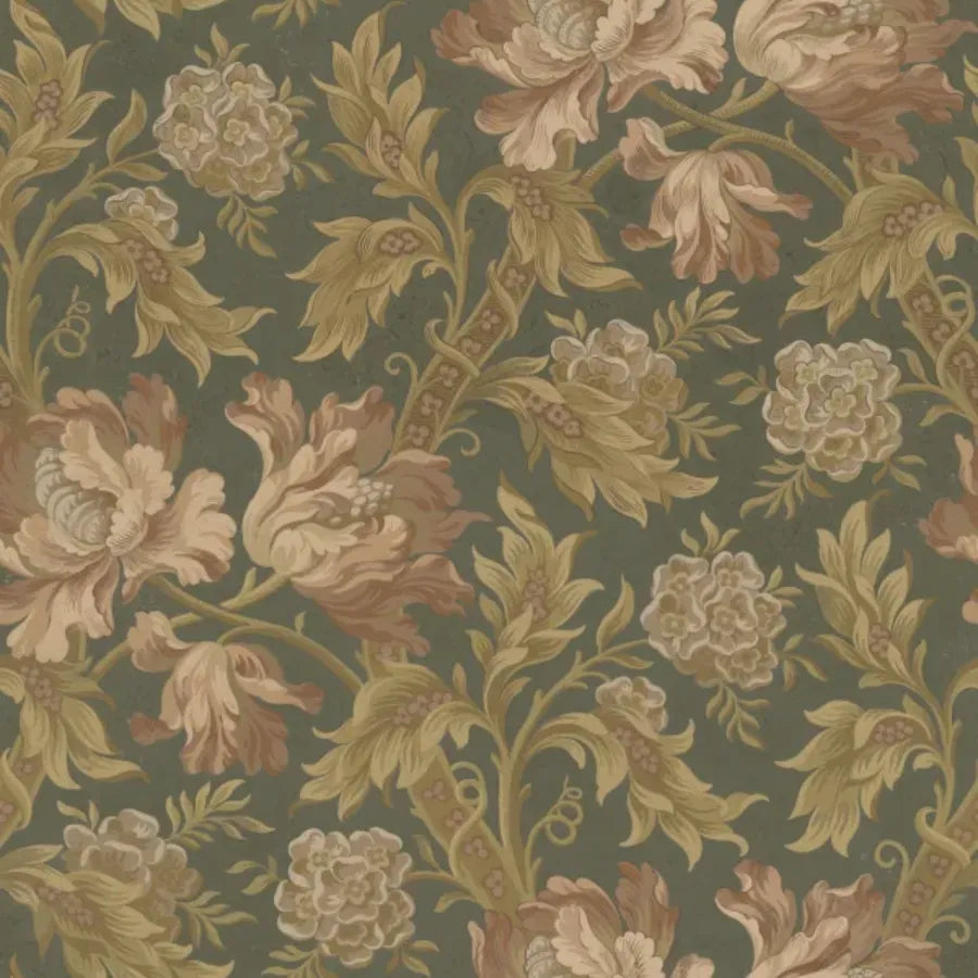 Sandberg Wallpaper Pattern number S10277 pattern name & color Esther Forest Green from the collection Le Village. 