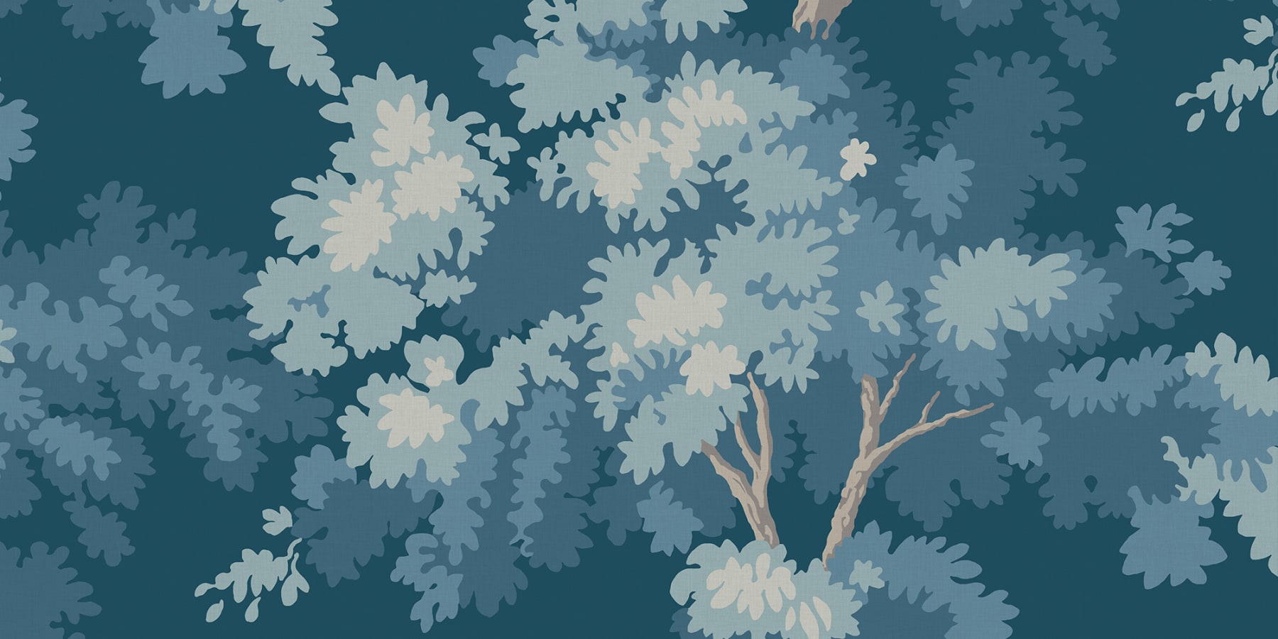 Sandberg Wallpaper pattern name & color Raphael Mural, Midnight Blue from the collection Le Village. 