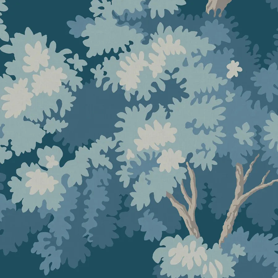 Sandberg Wallpaper Item# S10279 pattern name & color Raphael Mural, Midnight Blue from the collection Le Village. 