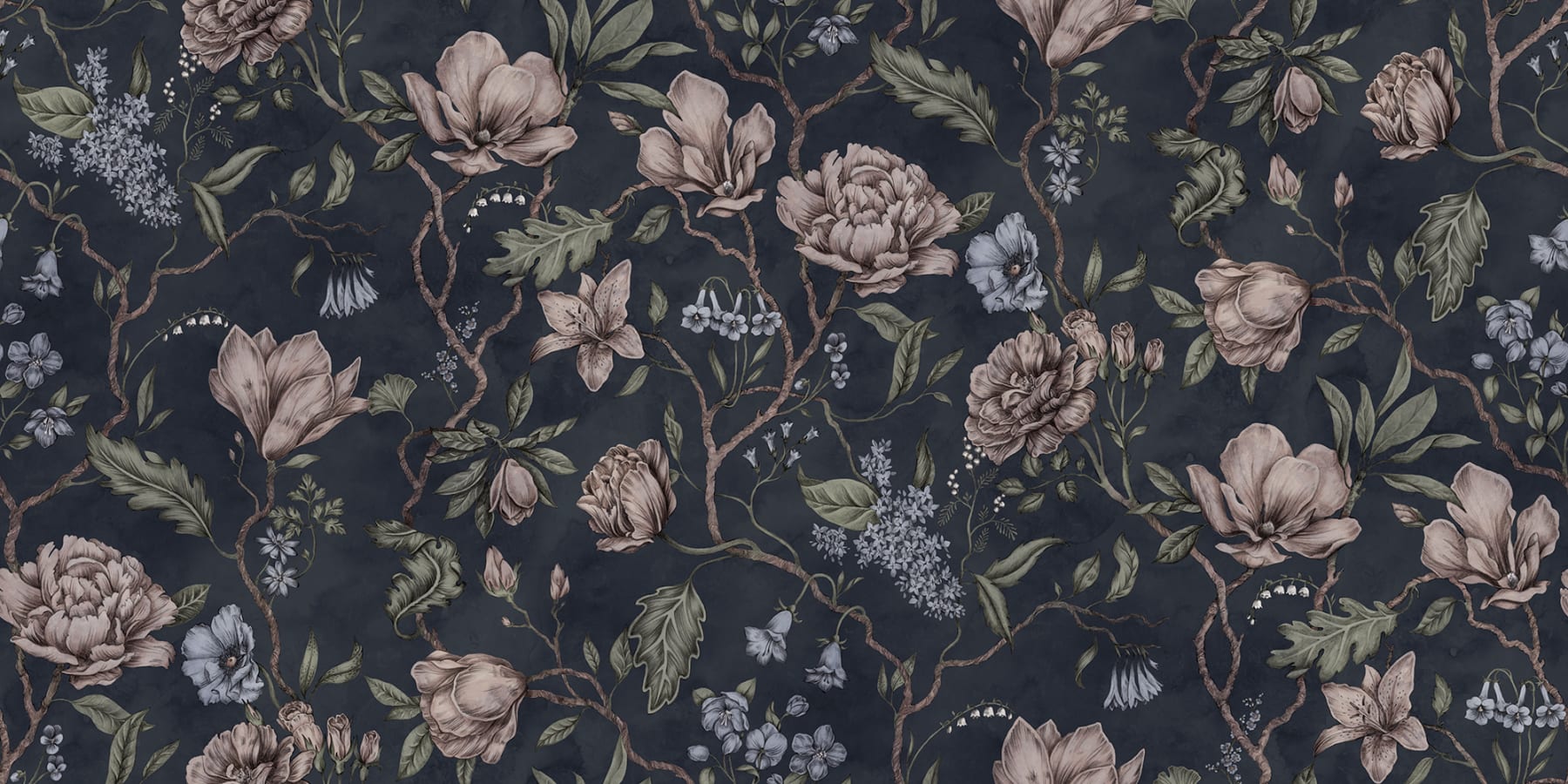 Sandberg Wallpaper pattern name & color Belinda Dark Blue from the collection Sandberg Edition. 