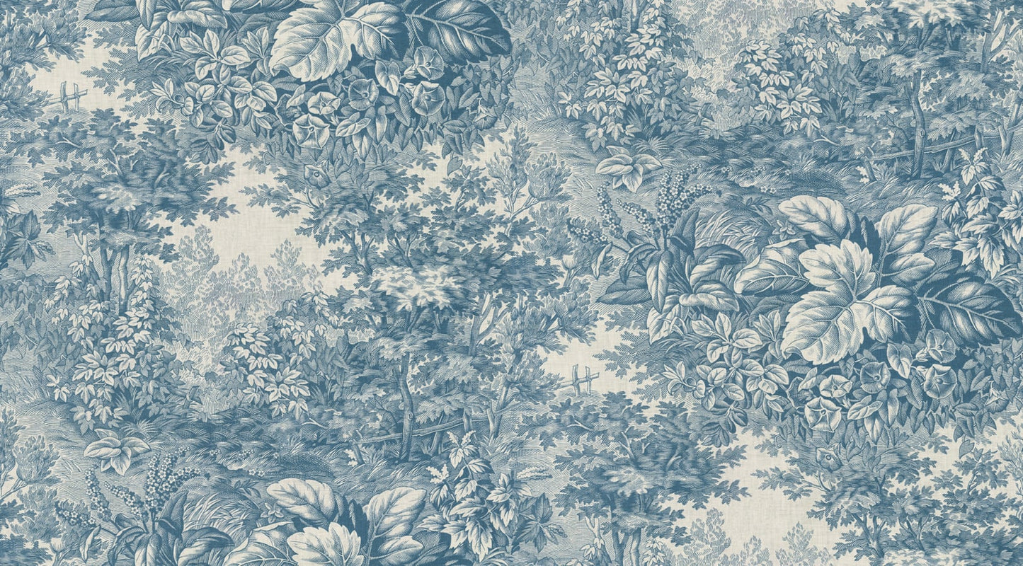 Sandberg Wallpaper pattern name & color Forest Toile, Blue from the collection Tidlosa. 