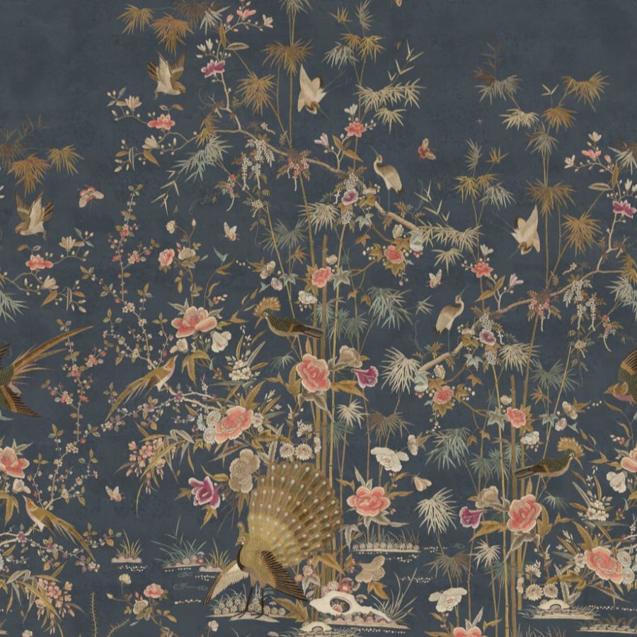 Buy Sandberg Wallpaper SKU S10416 pattern name & color Chinoiserie Garden, Dark Blue