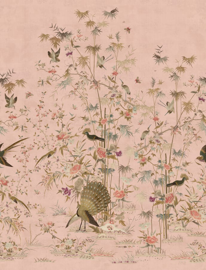 Sandberg Wallpaper pattern name & color Chinoiserie Garden, Pink from the collection Chinoiserie Garden. 