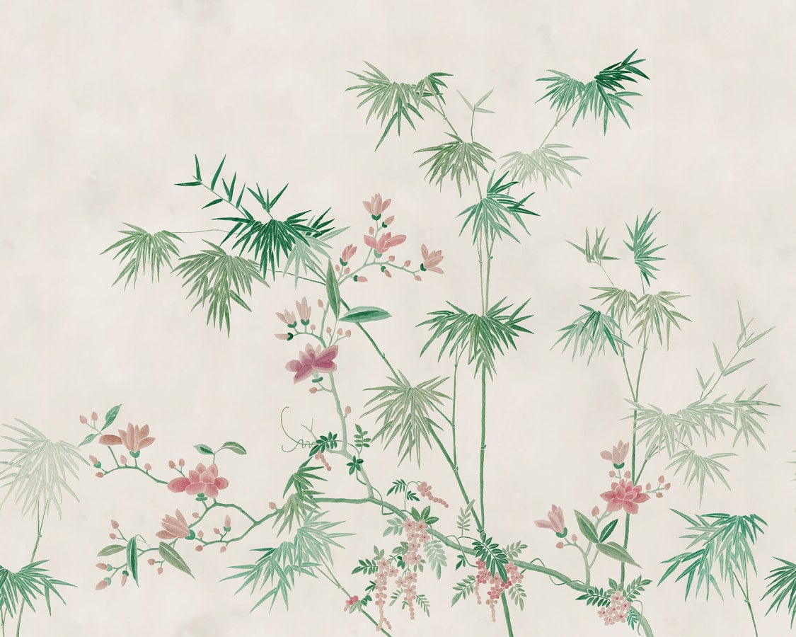 Sandberg Wallpaper pattern name & color Bamboo Grove, Green from the collection Chinoiserie Garden. 