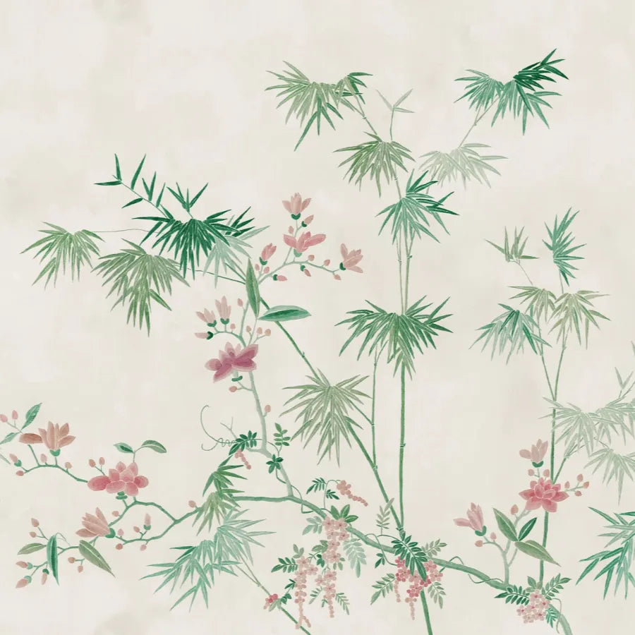 Sandberg Wallpaper SKU# S10420 pattern name & color Bamboo Grove, Green from the collection Chinoiserie Garden. 