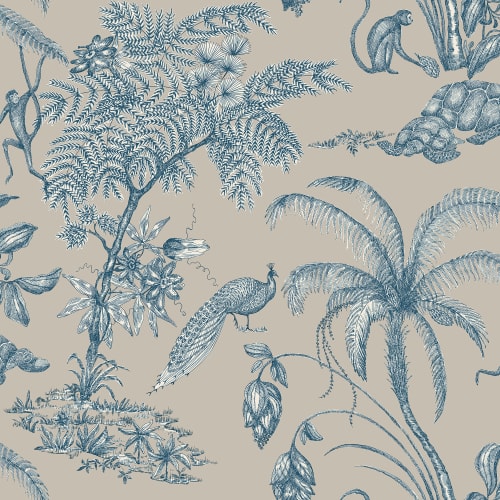 Purchase Sanberg Wallpaper Item# S10431 pattern name & color Moa, Indigo Blue