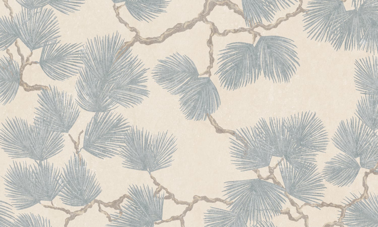 Sandberg Wallpaper pattern name & color Pine Mural, Misty Blue from the collection Ett Hem, Oland. 