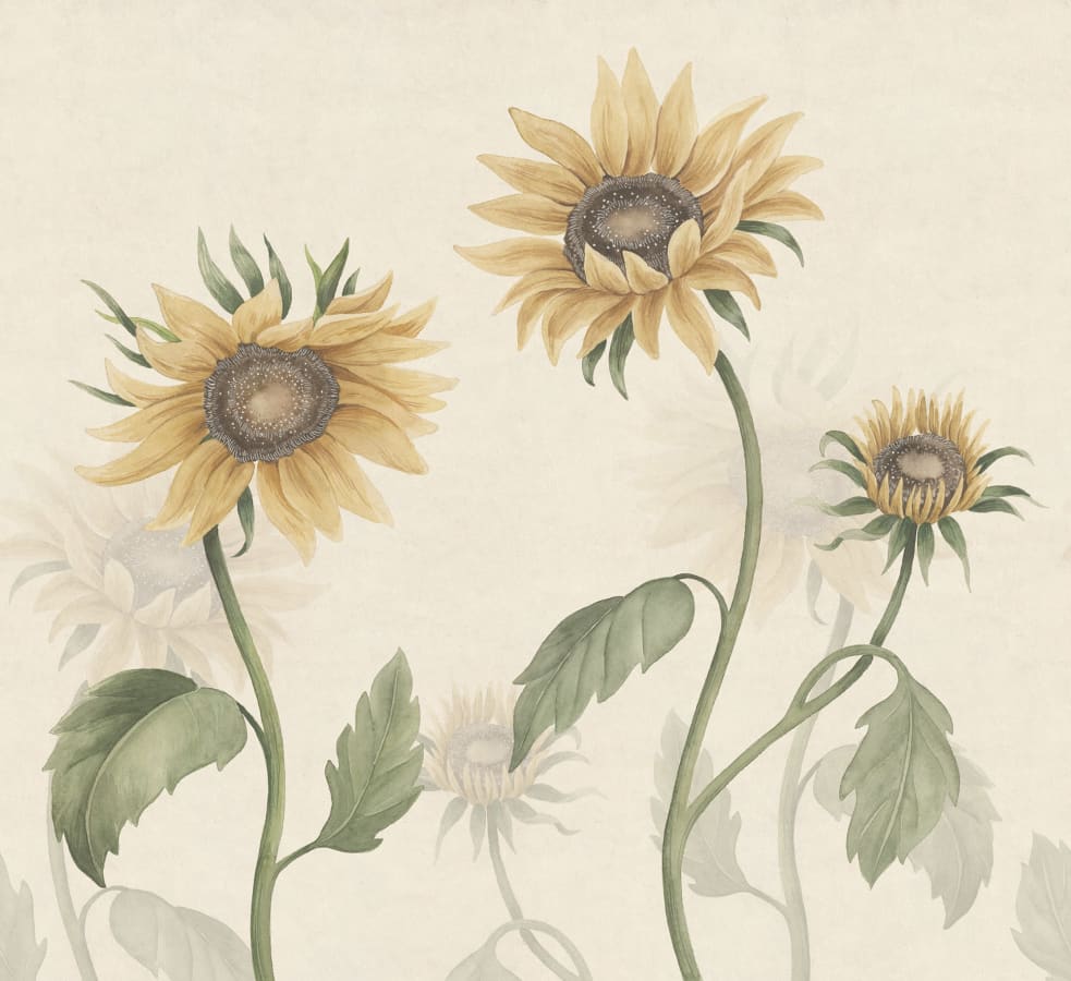 Sandberg Wallpaper pattern name & color Sunflowers, Yellow from the collection Sandberg Edition. 