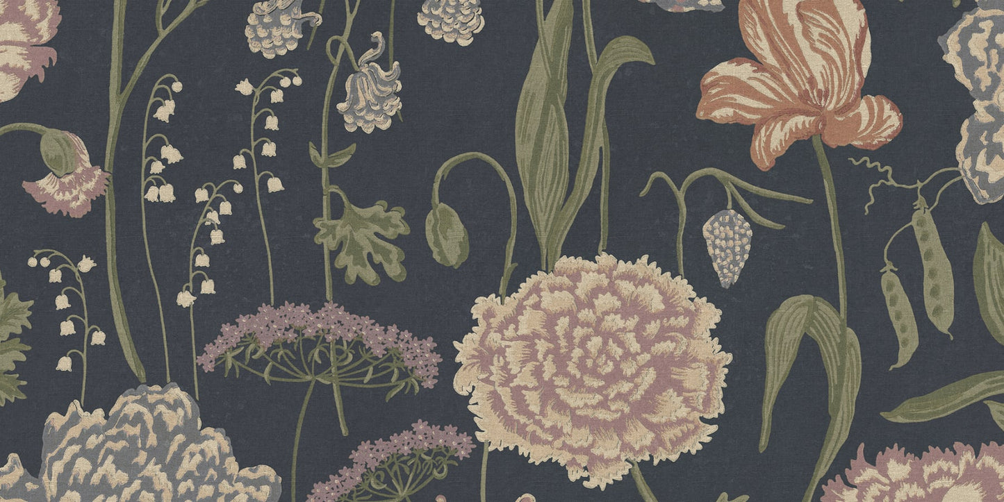 Sandberg Wallpaper pattern name & color Aurelie Mural, Dark Blue from the collection Sandberg Edition. 