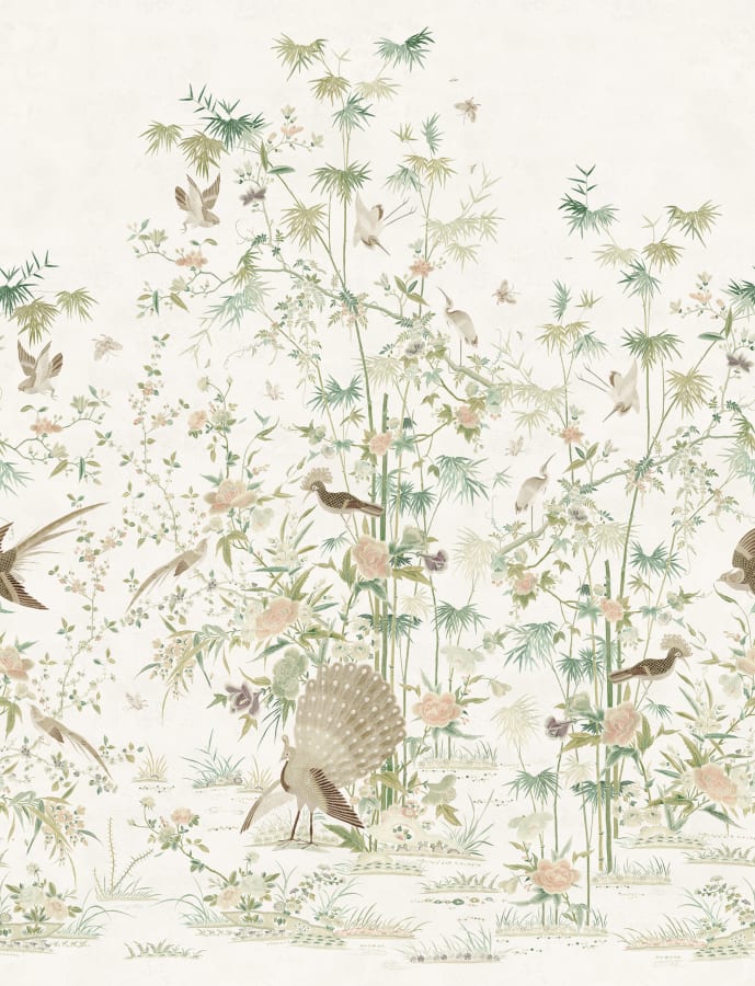 Sandberg Wallpaper pattern name & color Chinoiserie Garden, Light Green from the collection Chinoiserie Garden. 