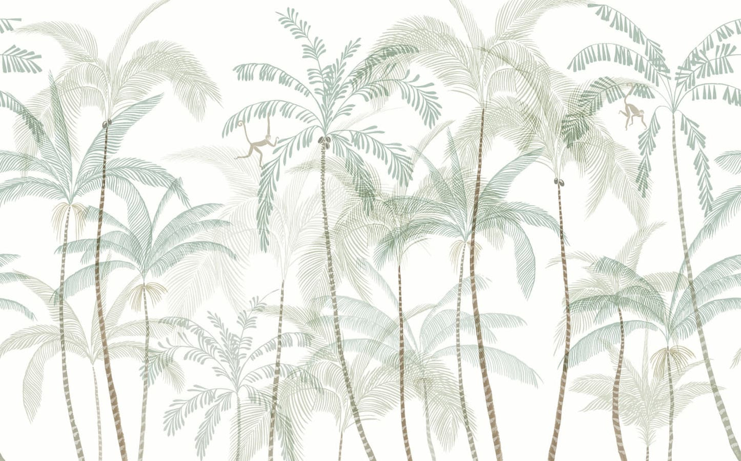 Sandberg Wallpaper pattern name & color Louie, Light Green from the collection Palm Garden. 