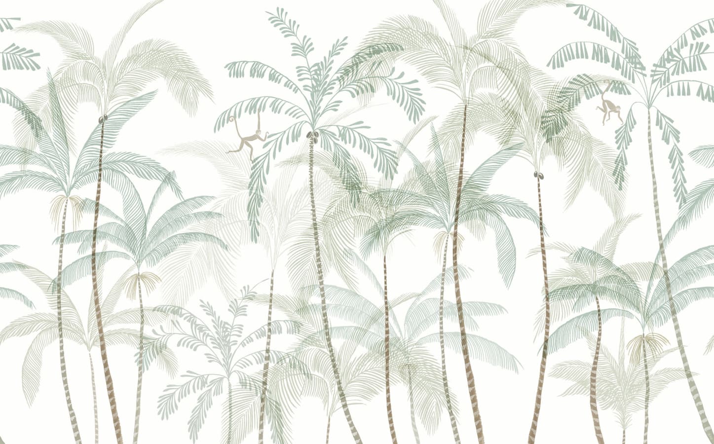 Sandberg Wallpaper pattern name & color Louie, Light Green from the collection Palm Garden. 